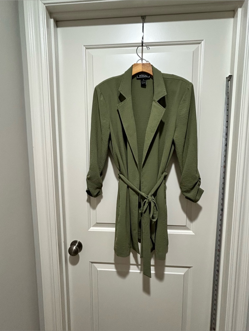 NYCC New York Clothing Co women’s size M Olive Green Belted Jacket. LIKE NEW